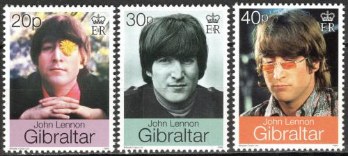 Potov znmky Gibraltr 1999 John Lennon a Yoko Ono Mi# 875-77 Kat 4.50