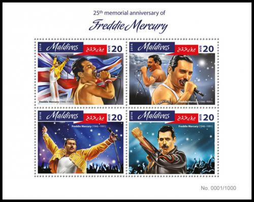 Potov znmky Maldivy 2016 Freddie Mercury Mi# Mi# 6270-73 Kat 10