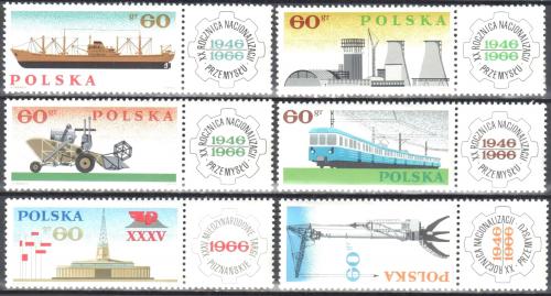 Potov znmky Posko 1966 Zesttnn prmyslu Mi# 1674-79