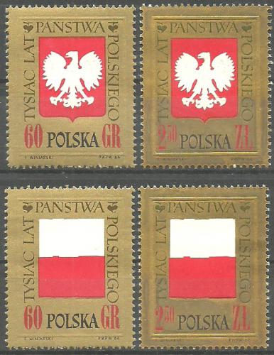 Potov znmky Posko 1966 Vznik Polska, 1000. vroie Mi# 1689-92