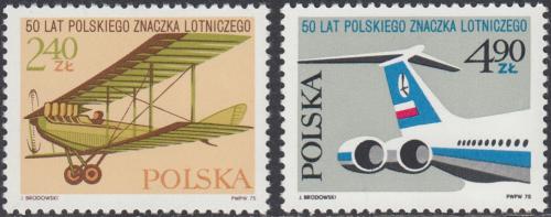 Potov znmky Posko 1975 Lietadla Mi# 2398-99