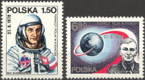 Potov znmky Posko 1978 Mirosaw Hermaszewski, polsk kozmonaut Mi# 2563-64 - zvi obrzok