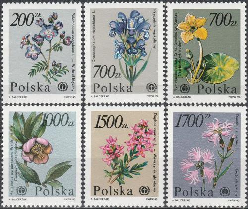 Potov znmky Posko 1990 Chrnn rostliny Mi# 3282-87