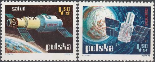 Potov znmky Posko 1973 Prieskum vesmru Mi# 2255-56