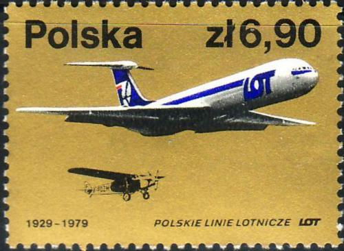 Potov znmka Posko 1979 Lietadlo lljuin Il-62M Mi# 2602 - zvi obrzok