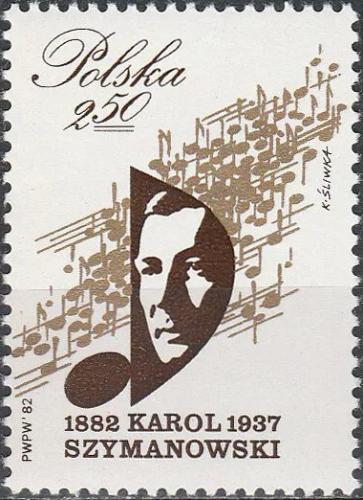 Potov znmka Posko 1982 Karol Szymanowski, pianista a skladatel Mi# 2805 - zvi obrzok