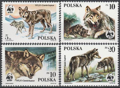 Potov znmky Posko 1985 Vlk, WWF Mi# 2975-78 Kat 5.50