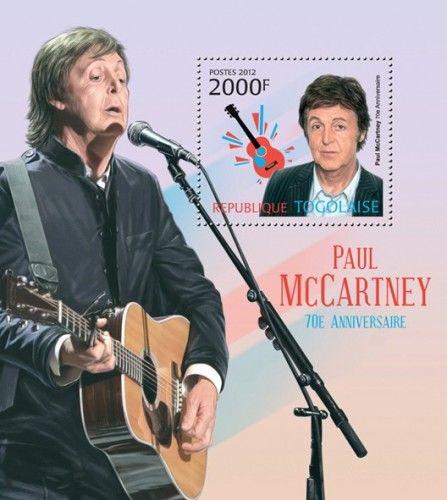 Potov znmka Togo 2012 Paul McCartney, The Beatles Mi# Block 726 Kat 8