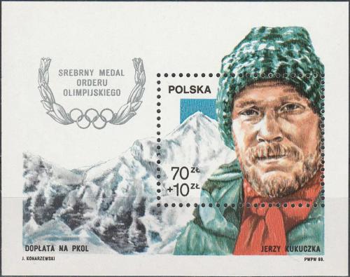 Potov znmka Posko 1988 Jerzy Kukuczka, horolezec Mi# Block 106 - zvi obrzok