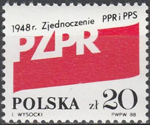 Potov znmka Posko 1988 Polsk sjednocen dlnick strana, 40. vroie Mi# 3182 - zvi obrzok