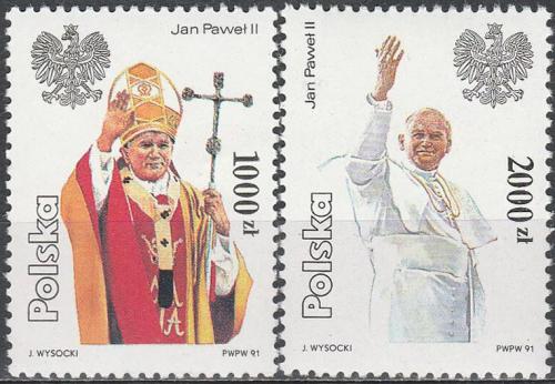 Potov znmky Posko 1991 Pape Jan Pavel II. Mi# 3334-35