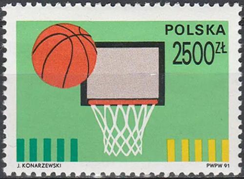 Potov znmka Posko 1991 Basketbal, 100. vroie Mi# 3340 - zvi obrzok