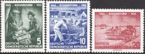 Potov znmky DDR 1955 Pozemkov reforma, 10. vroie Mi# 481-83 Kat 9 - zvi obrzok