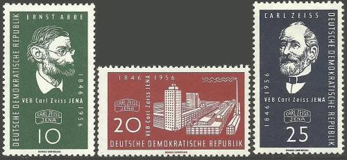 Potov znmky DDR 1956 Carl-Zeiss-Werke v Jen Mi# 545-47