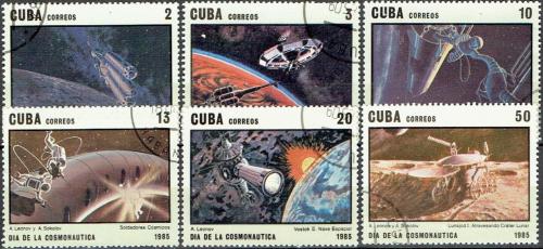 Potov znmky Kuba 1985 Prieskum vesmru, umenie Mi# 2934-39