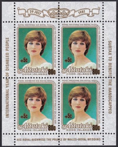 Potov znmky Aitutaki 1981 Princezna Diana pretla Mi# 410 Bogen Kat 12