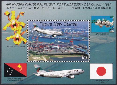 Potov znmka Papua Nov Guinea 1997 Airbus A310-300 Mi# Block 13