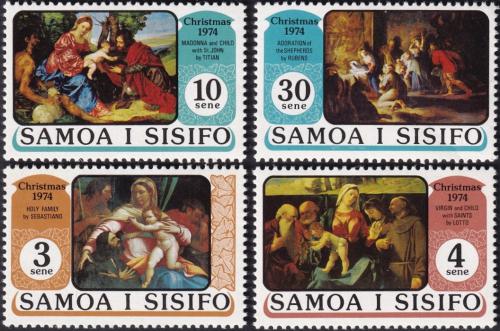 Potov znmky Samoa 1974 Vianoce, umenie Mi# 306-09