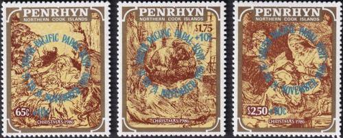 Potov znmky Penrhyn 1986 Vianoce pretla TOP SET Mi# 458-60 Kat 19