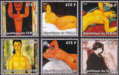 Potov znmky ad 2002 Umenie, Amadeo Modigliani IA Mi# 2364-69 Kat 13