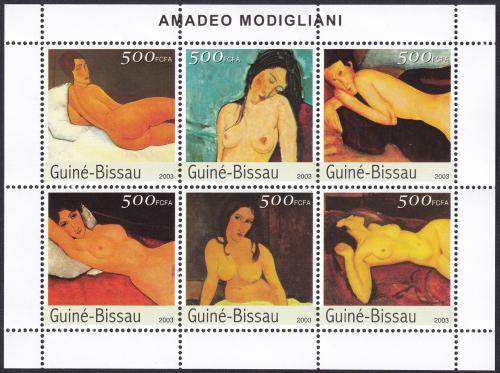 Potov znmky Guinea-Bissau 2003 Umenie, Amedeo Modigliani Mi# 2561-66 Kat 13