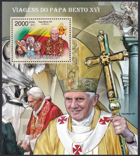 Potov znmka Guinea-Bissau 2012 Pape Benedikt XVI. Mi# Block 1053 Kat 12