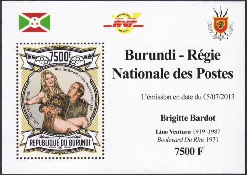 Potov znmka Burundi 2013 Brigitte Bardot DELUXE Mi# 3012 Block