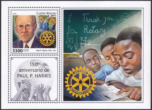 Potov znmka Guinea-Bissau 2018 Paul Harris, Rotary Intl. Mi# Block 1706 Kat 12.50