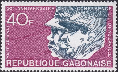 Potov znmka Gabon 1974 Flix Ebou a Charles de Gaulle Mi# 529