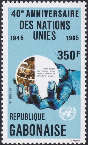 Potov znmka Gabon 1985 OSN, 40. vroie Mi# 945 Kat 4.20