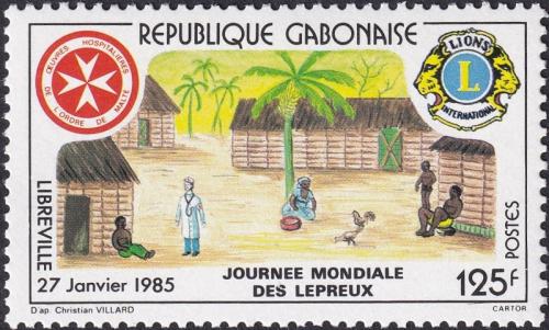 Potov znmka Gabon 1985 Vesnice nemocnch leprou Mi# 927