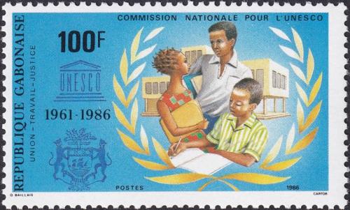 Potov znmka Gabon 1986 Nrodn komise UNESCO, 25. vroie Mi# 950
