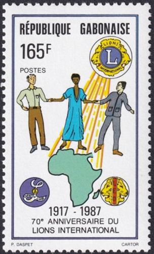 Potov znmka Gabon 1987 Lions Intl., 70. vroie Mi# 993
