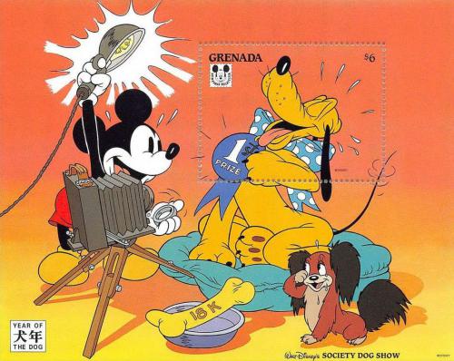 Potov znmka Grenada 1994 Disney, Mickey a Pluto Mi# Block 377