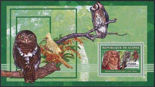 Potov znmka Guinea 2006 Francois Levaillant, ornitolog Mi# Block 987