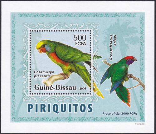 Potov znmka Guinea-Bissau 2007 Papagje DELUXE Mi# 3595 Block