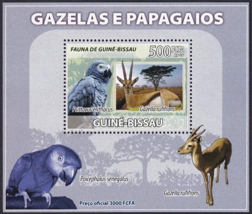 Potov znmka Guinea-Bissau 2008 Papagje a gazely DELUXE Mi# 3809 Block