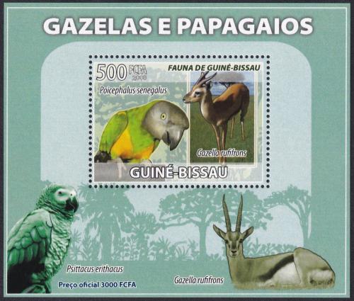 Potov znmka Guinea-Bissau 2008 Papagje a gazely DELUXE Mi# 3811 Block