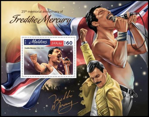 Potov znmka Maldivy 2016 Freddie Mercury Mi# Mi# Block 925