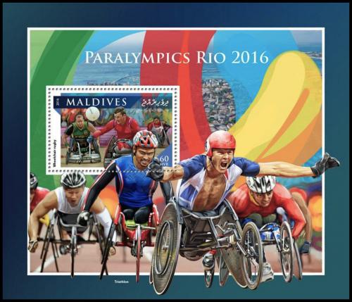 Potov znmka Maldivy 2016 Paralympida Rio de Janeiro Mi# Block 1007
