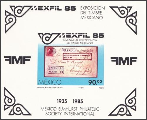 Potov znmka Mexiko 1985 Vstava MEXFIL Mi# Block 28