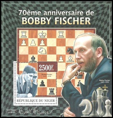Potov znmka Niger 2013 Bobby Fischer, achy Mi# Block 183 Kat 10