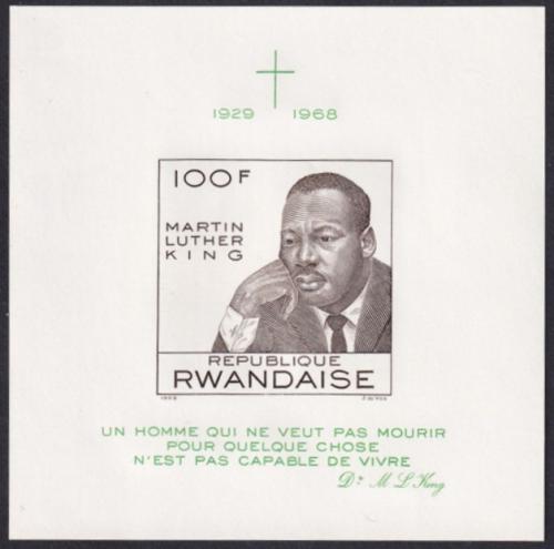 Potov znmka Rwanda 1968 Martin Luther King, neperf. Mi# Block 14 B Kat 20