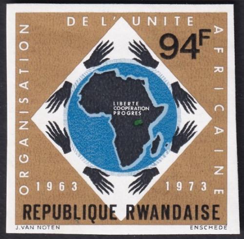 Potov znmka Rwanda 1973 Mapa Afriky ,vzcn Mi# 576 B Kat 12