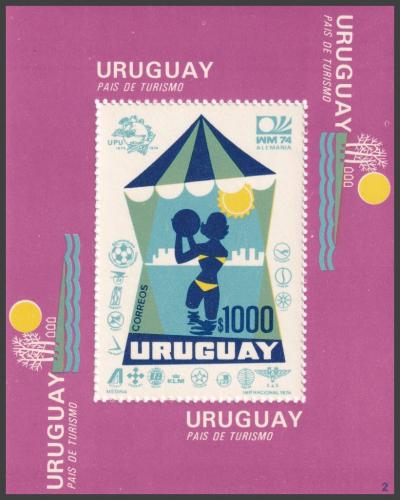 Potov znmka Uruguaj 1974 Turistika Mi# Block 20 Kat 40