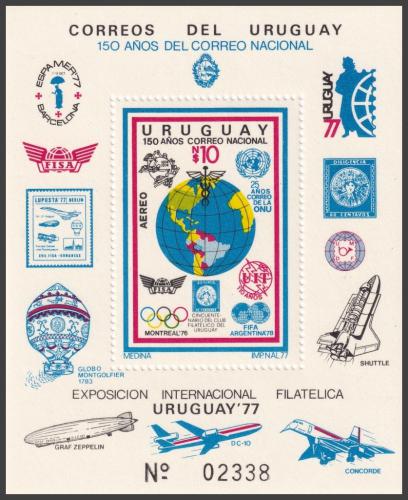 Potov znmka Uruguaj 1977 UREXPO vstava Mi# Block 35 Kat 17