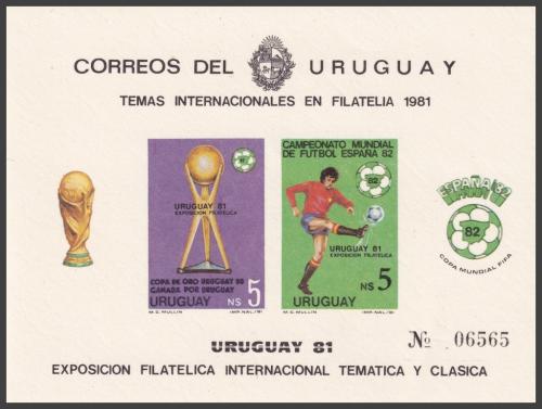 Potov znmka Uruguaj 1981 MS ve futbale Mi# Block 51 B Kat 30