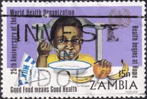 Potov znmka Zambia 1973 WHO, 25. vroie Mi# 114 Kat 2.50