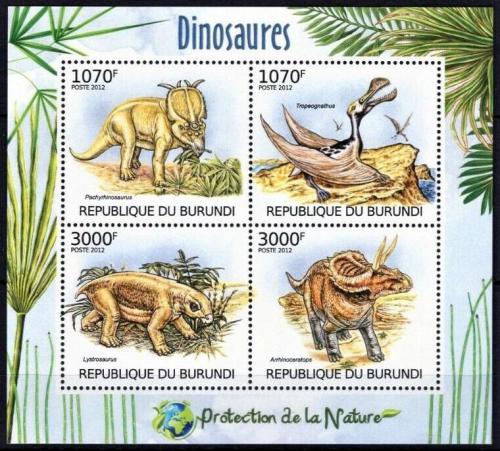 Potov znmky Burundi 2012 Dinosaury Mi# 2555-58 Bogen Kat 10