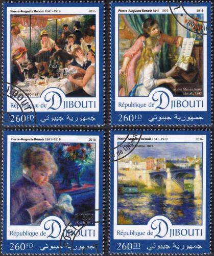 Potov znmky Dibutsko 2016 Umenie, Pierre-Auguste Renoir 1D Mi# 1164-67 Kat 10